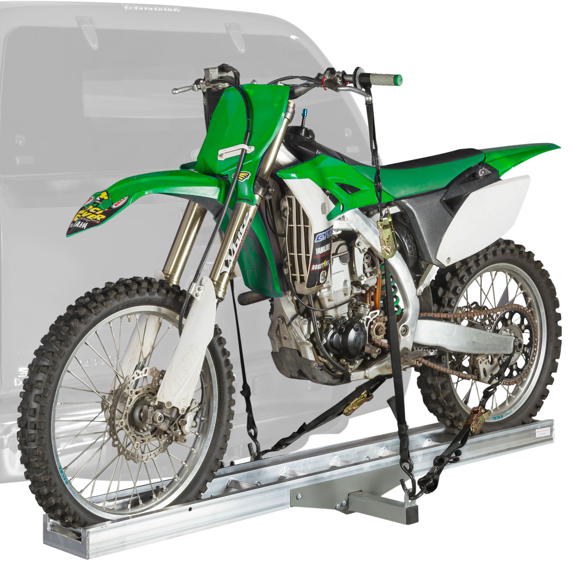 Black Widow, Alum. Motorcycle Carrier with 6ft. Ramp, Capacity 400 lb, Receiver Size 2 in, Material Aluminum, Model# AMC-400L